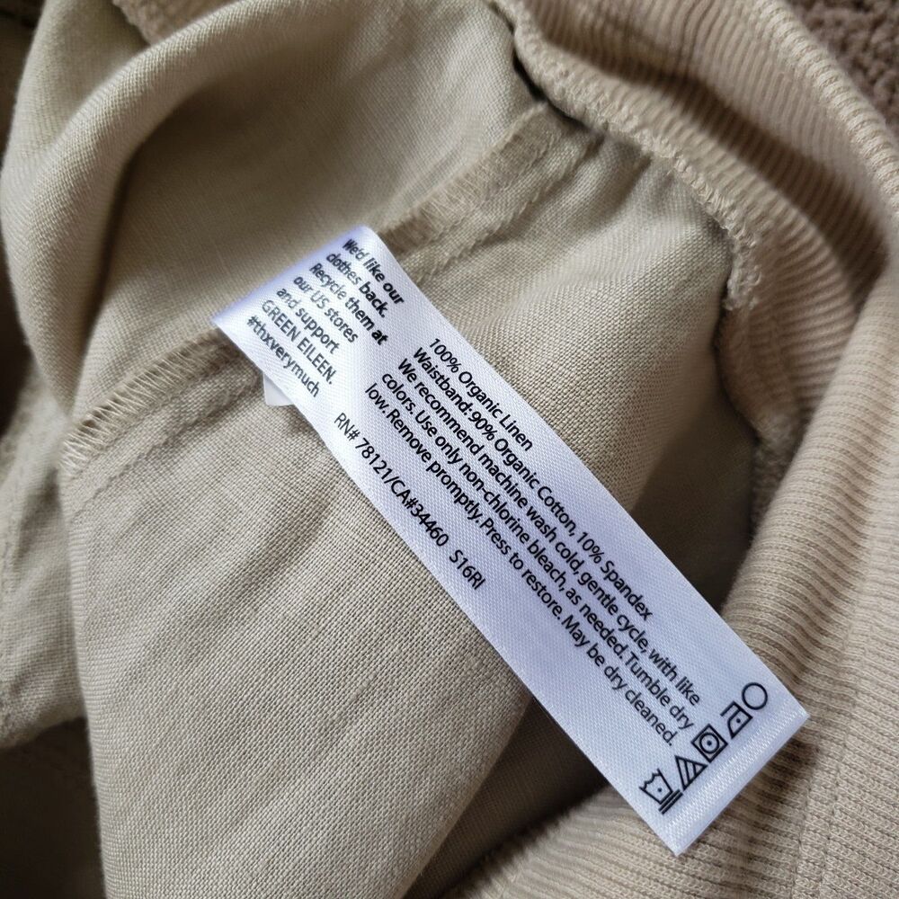 Eileen Fisher Women's Drawstring Organic Linen Cargo Shorts Natural Beige Small - Picture 8 of 13